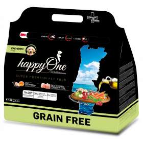 Средиземноморска храна HappyOne MEDITERRANEUM Puppy - Junior за подрастващи кученца от всички породи с пилешко месо, сардини, зехтин, яйца и нар